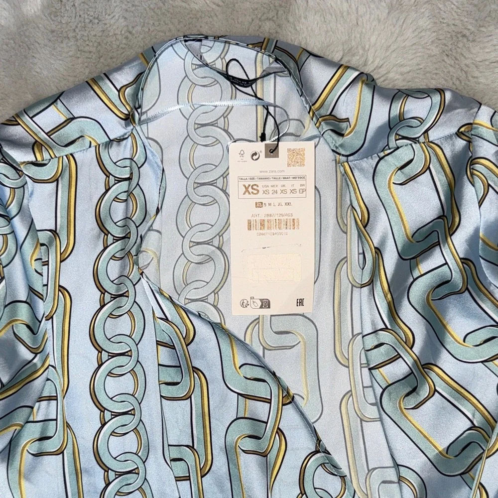 Zara Chain Print Wrap Blouse - Picture 4 of 11